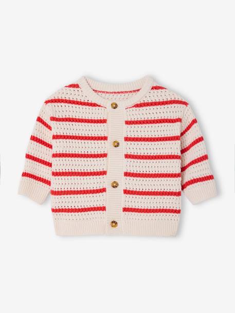 Gebreid vestje voor baby's rood, gestreept - vertbaudet enfant 