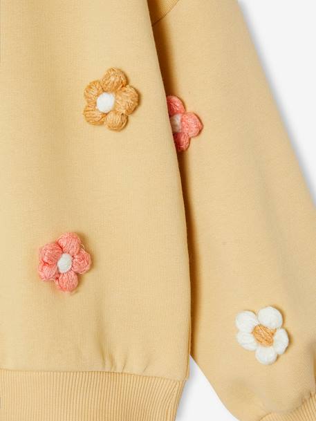 Meisjessweater met 3D bloemen goudgeel - vertbaudet enfant 