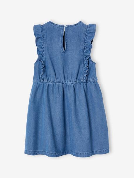 Denim meisjesjurk met ruches stone - vertbaudet enfant 