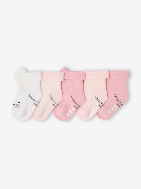 Set van 5 paar sokken 'kat' baby lichtroze - vertbaudet enfant 