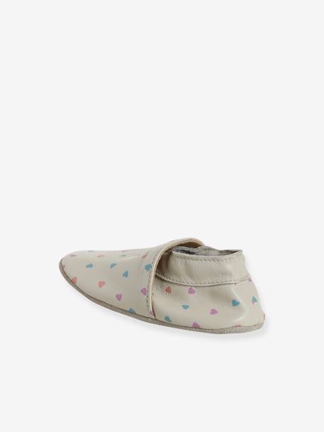 Elastische leren babyschoentjes in soepel leer goud+nachtblauw+oudroze+roze (poederkleur)+roze, bedrukt+veel roze+wit, bedrukt - vertbaudet enfant 