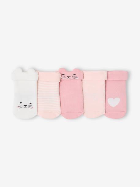 Set van 5 paar sokken 'kat' baby lichtroze - vertbaudet enfant 