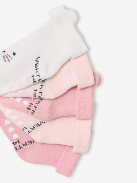 Set van 5 paar sokken 'kat' baby lichtroze - vertbaudet enfant 