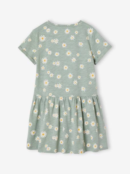 Meisjesjurk met print beige, bedrukt+groen, bedrukt+groengrijs+meerkleurig - vertbaudet enfant 