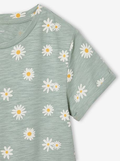 Meisjesjurk met print beige, bedrukt+groen, bedrukt+groengrijs+meerkleurig - vertbaudet enfant 