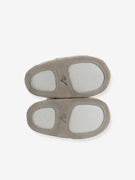 Elastische leren babyschoentjes in soepel leer goud+nachtblauw+oudroze+roze (poederkleur)+roze, bedrukt+veel roze+wit, bedrukt - vertbaudet enfant 