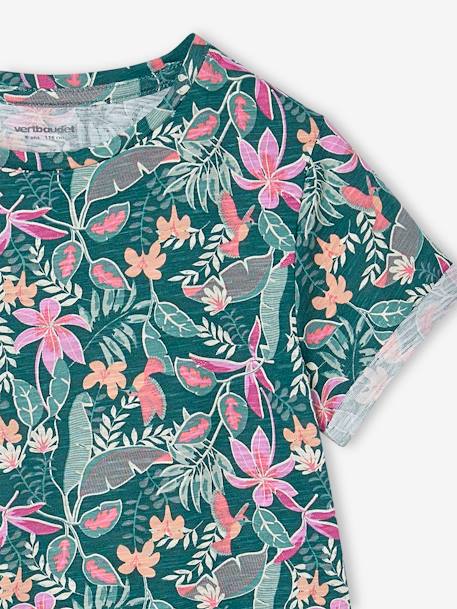 Meisjesjurk met print beige, bedrukt+groen, bedrukt+groengrijs+meerkleurig - vertbaudet enfant 