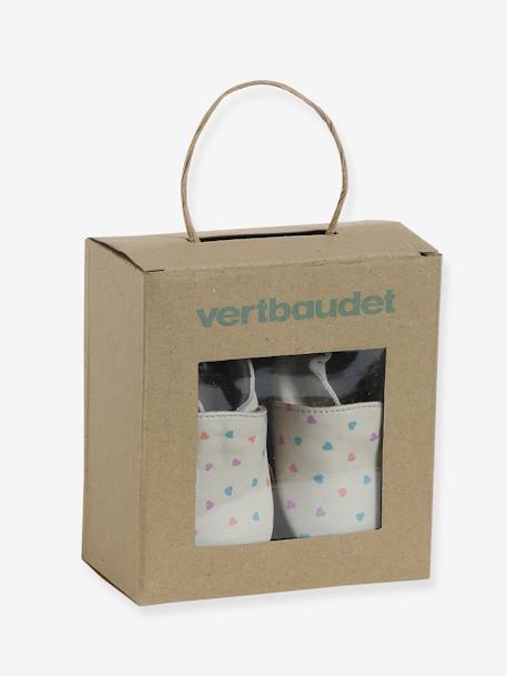 Elastische leren babyschoentjes in soepel leer goud+nachtblauw+oudroze+roze (poederkleur)+roze, bedrukt+veel roze+wit, bedrukt - vertbaudet enfant 