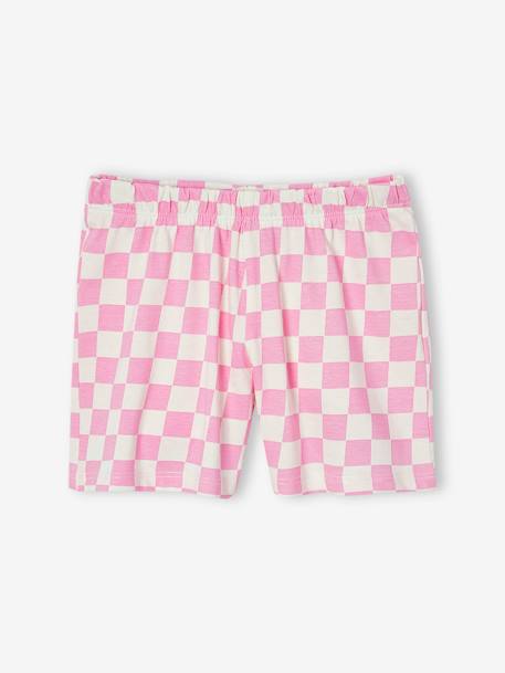 Kinder Sommer-Schlafanzug THE ROLLING STONES roze, geruit - vertbaudet enfant 