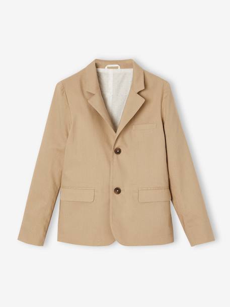 Feestelijk jasje voor jongens van katoen/linnen beige+blauw+donker marineblauw+lichtbeige+saliegroen - vertbaudet enfant 