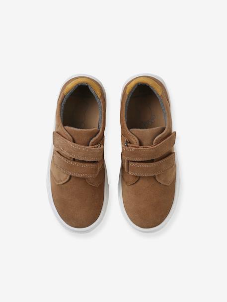 Leren derby's met klittenband voor jongens 6529+beige+marineblauw - vertbaudet enfant 