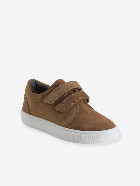Leren derby's met klittenband voor jongens 6529+beige+marineblauw - vertbaudet enfant 