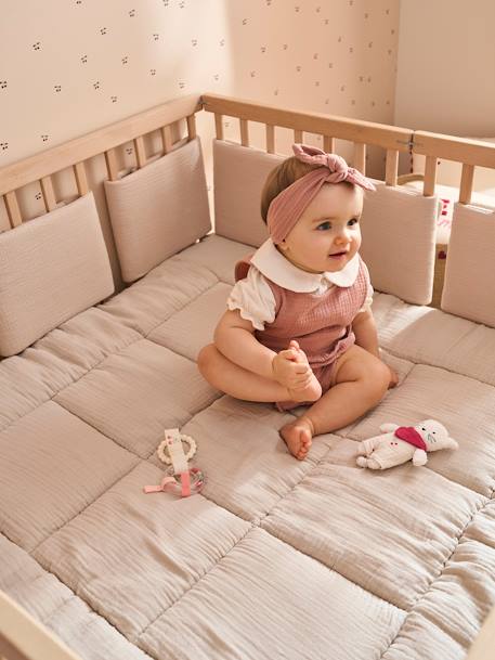 Effen bi-materiaal vloermat / boxkleed indigoblauw+okergeel+olijf+taupe+terracotta+vanille - vertbaudet enfant 