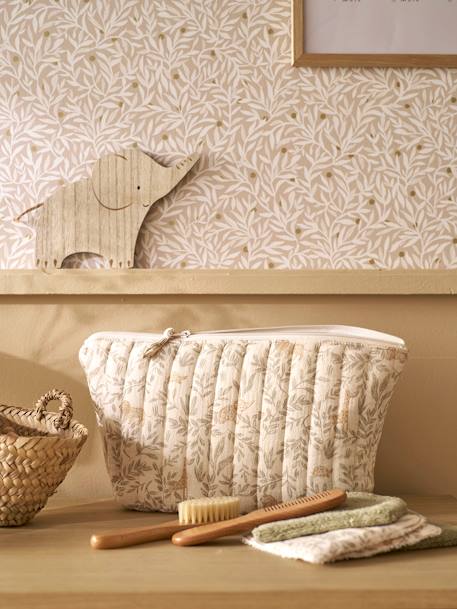 Toilettas voor kind in katoengaas beige, bedrukt+grijsblauw+print bloemen zolder+roze, bedrukt - vertbaudet enfant 