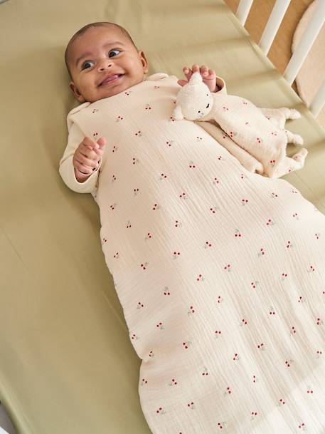 Personaliseerbare trappelzak zonder mouwen CHERRY beige, bedrukt - vertbaudet enfant 