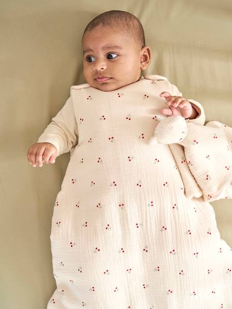 Personaliseerbare trappelzak zonder mouwen CHERRY beige, bedrukt - vertbaudet enfant 