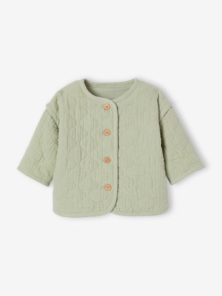 Babyset met gewatteerd jasje en knuffel saliegroen - vertbaudet enfant 