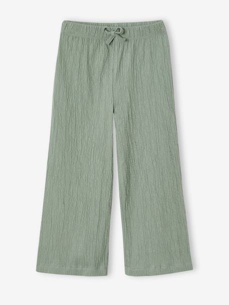 Wijde legging met golvend effect voor meisjes koraal+saliegroen+wit, bedrukt+zachtpaars - vertbaudet enfant 