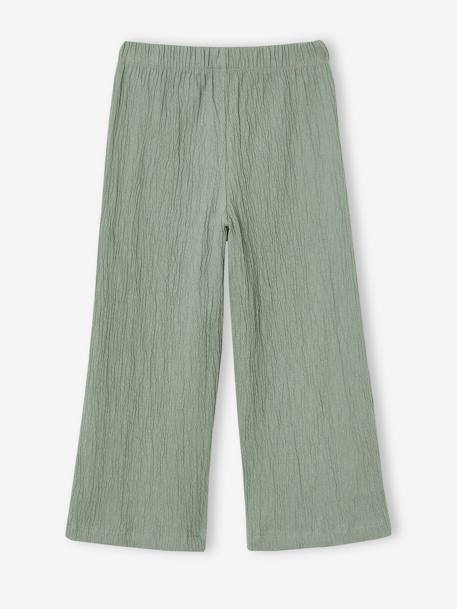 Wijde legging met golvend effect voor meisjes koraal+saliegroen+wit, bedrukt+zachtpaars - vertbaudet enfant 
