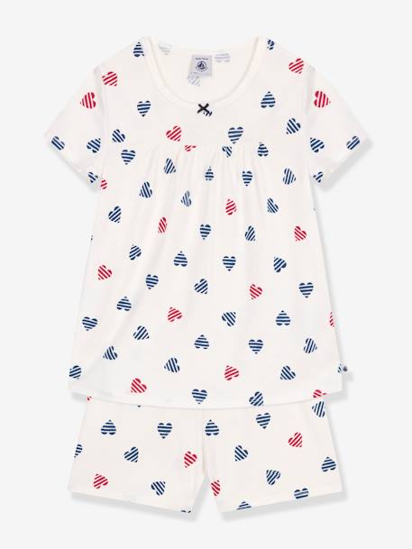 Pyjama short kinderdruk met harten PETIT BATEAU wit - vertbaudet enfant 