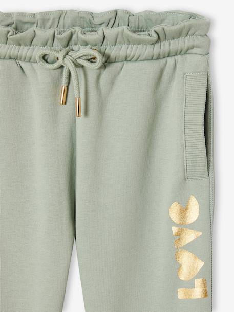Joggingbroek van fleece met motief op de broekspijp voor meisjes marineblauw+rozen+saliegroen - vertbaudet enfant 