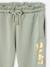 Joggingbroek van fleece met motief op de broekspijp voor meisjes marineblauw+rozen+saliegroen - vertbaudet enfant 
