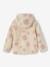 Sherpa vest met capuchon en bloemenprint voor meisjes ecru+vanille+zachtpaars - vertbaudet enfant 