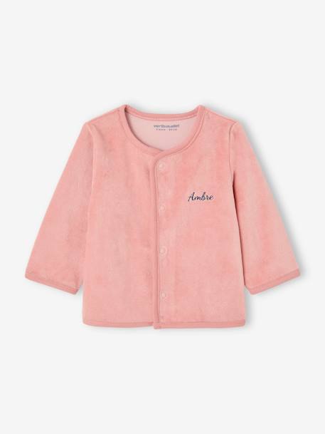 Geboorteset personaliseerbaar rompertje + tuinbroek + muts + vest rozen - vertbaudet enfant 