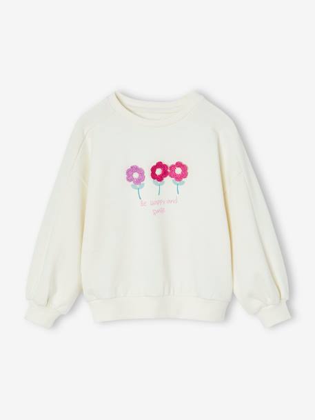Meisjessweater met fantasiemotief ecru+gemêleerd grijs+indigoblauw - vertbaudet enfant 