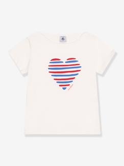 Meisje-T-shirt kind korte mouwen hart PETIT BATEAU 
