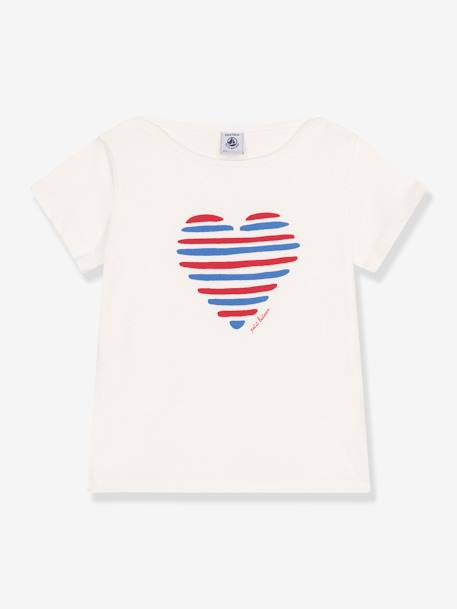 T-shirt kind korte mouwen hart PETIT BATEAU wit - vertbaudet enfant 