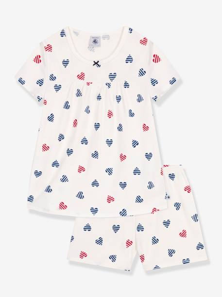 Pyjama short kinderdruk met harten PETIT BATEAU wit - vertbaudet enfant 
