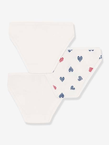 Set van 3 meisjesonderbroeken in katoen met hartjesprint PETIT BATEAU wit - vertbaudet enfant 