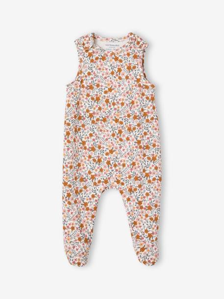 Geboorteset personaliseerbaar rompertje + tuinbroek + muts + vest rozen - vertbaudet enfant 