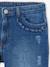 Rechte jeans MorphologiK meisjes heupomvang Large donkerblauw+gebleekt denim+stone - vertbaudet enfant 