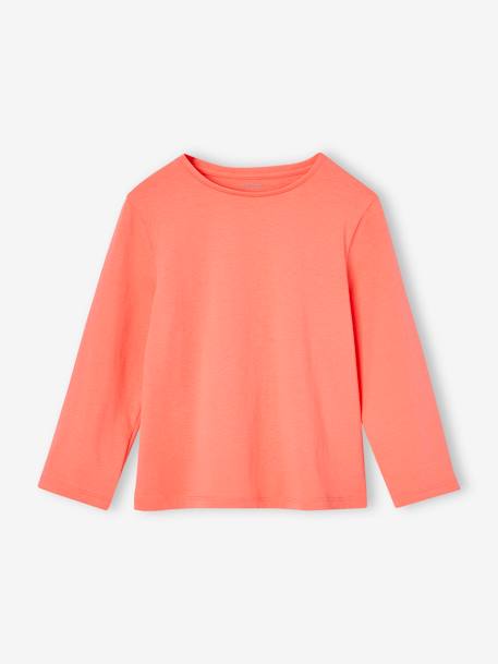 Set van 3 BASICS meisjesshirts met lange mouwen antraciet+ecru+grijsblauw+indigoblauw+koraal+rozen+zachtpaars - vertbaudet enfant 
