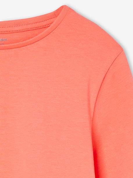 Set van 3 BASICS meisjesshirts met lange mouwen antraciet+ecru+grijsblauw+indigoblauw+koraal+rozen+zachtpaars - vertbaudet enfant 