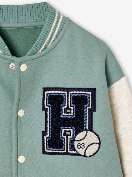 Teddy-sweatshirt in fleece voor jongens met lusbadge. antraciet+dennen+marineblauw+smaragdgroen - vertbaudet enfant 
