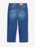 Rechte jeans MorphologiK meisjes heupomvang Large donkerblauw+gebleekt denim+stone - vertbaudet enfant 