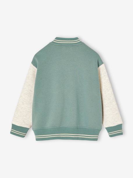 Teddy-sweatshirt in fleece voor jongens met lusbadge. antraciet+dennen+marineblauw+smaragdgroen - vertbaudet enfant 