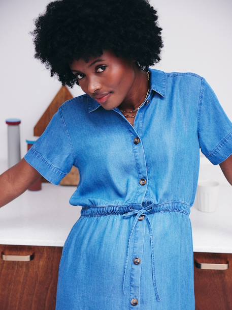 Lange shirtjurk in lyocell voor zwangerschap en borstvoeding stone - vertbaudet enfant 