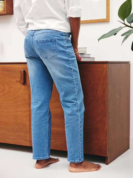 Rechtstreeks zwangerschapsbroek met naadloze band denimgrijs+ecru+ongewassen denim+stone - vertbaudet enfant 