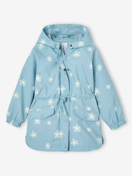Regenjas met magische stippen voor meisjes bedrukte salie+hemelsblauw+lichtroze+rouge+rozen - vertbaudet enfant 