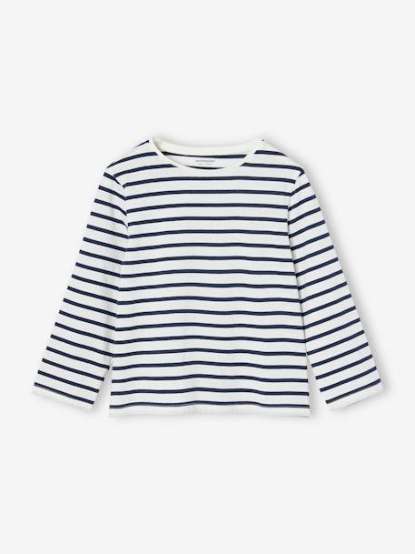 Set van 3 BASICS meisjesshirts met lange mouwen antraciet+ecru+grijsblauw+indigoblauw+koraal+rozen+zachtpaars - vertbaudet enfant 