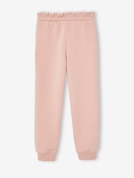 Joggingbroek van fleece met motief op de broekspijp voor meisjes marineblauw+rozen+saliegroen - vertbaudet enfant 
