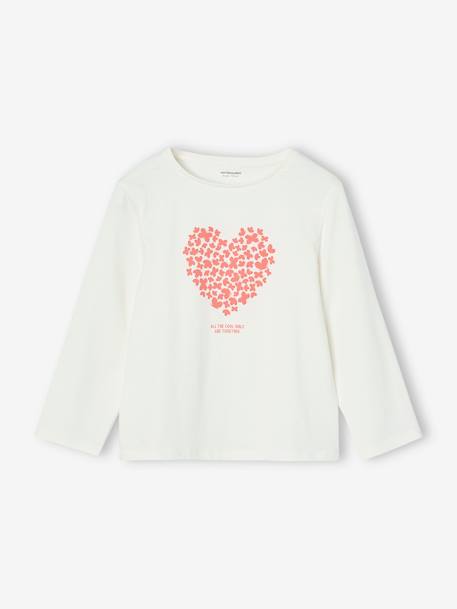 Set van 3 BASICS meisjesshirts met lange mouwen antraciet+ecru+grijsblauw+indigoblauw+koraal+rozen+zachtpaars - vertbaudet enfant 