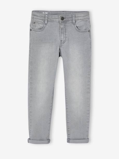 Slim fit jongensjeans Morphologik 'waterless' heupomtrek LARGE DENIM DONKERGRIJS+denimgrijs+double stone+RUW DENIM+STONE - vertbaudet enfant 