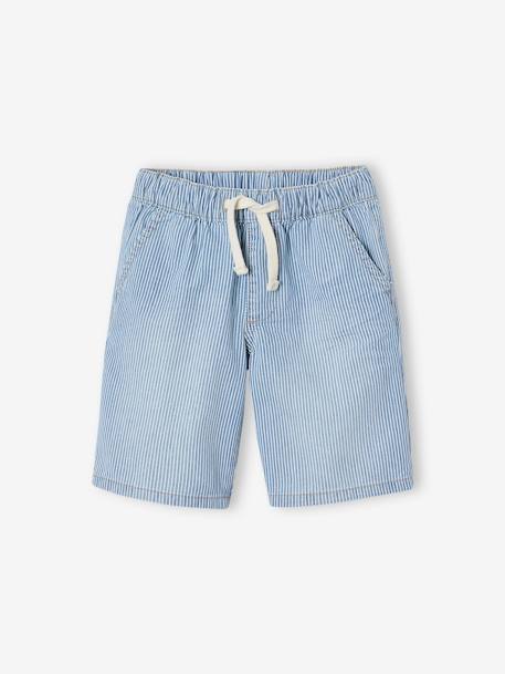 Denim jongensbermuda, gemakkelijk aan te trekken blauw, bedrukt+blauw, gestreept+denimgrijs+double stone+stone - vertbaudet enfant 