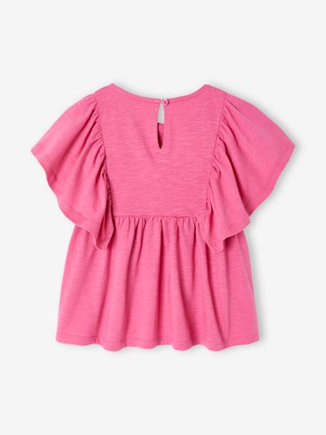 Shirt-blouse voor meisjes met motiefjes ecru+pioenroos - vertbaudet enfant 