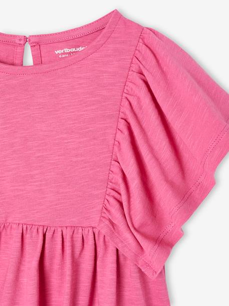 Shirt-blouse voor meisjes met motiefjes ecru+pioenroos - vertbaudet enfant 